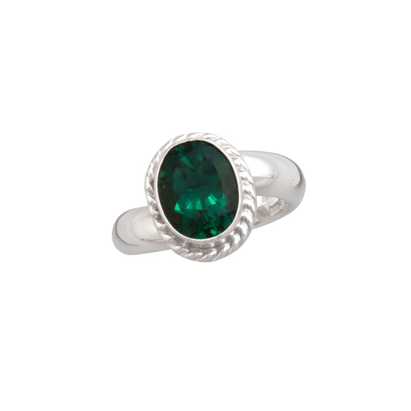 charles albert Sterling Silver Green Quartz Rope Adjustable Ring Sterling Silver Rings