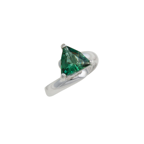 charles albert Sterling Silver Green Quartz Trillion Prong Set Adjustable Ring Sterling Silver Rings