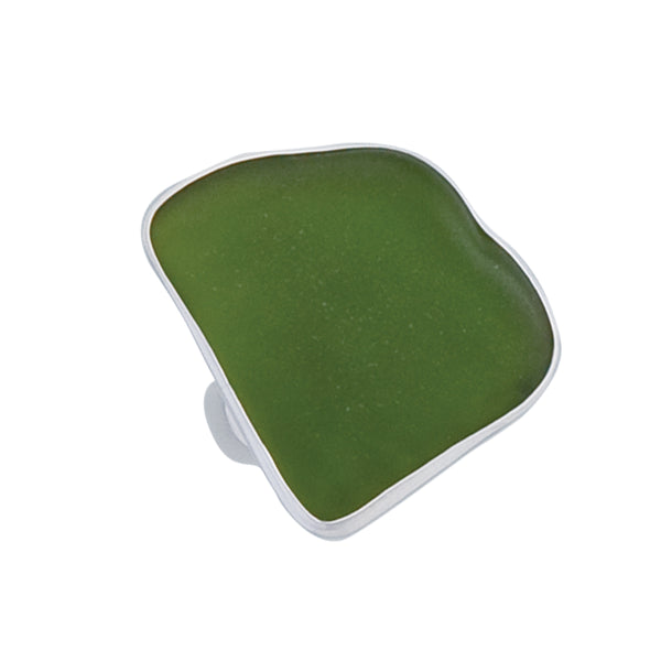 Charles Albert Sterling Silver Green Recycled Glass Adjustable Ring Sterling Silver Rings