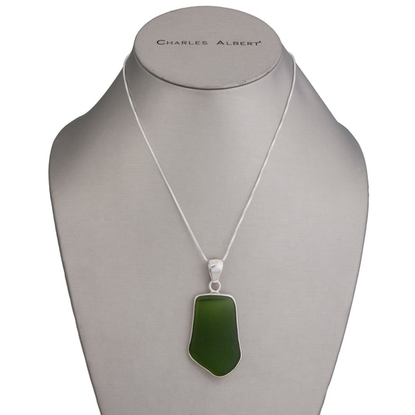 Charles Albert Sterling Silver Green Recycled Glass Pendant Sterling Silver Pendants