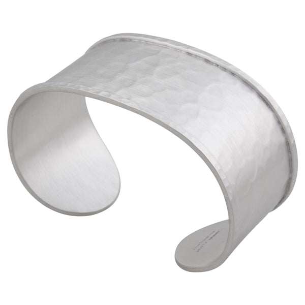 Charles Albert Sterling Silver Hammered 1.5" Matte Cuff Sterling Silver Bracelets + Cuffs