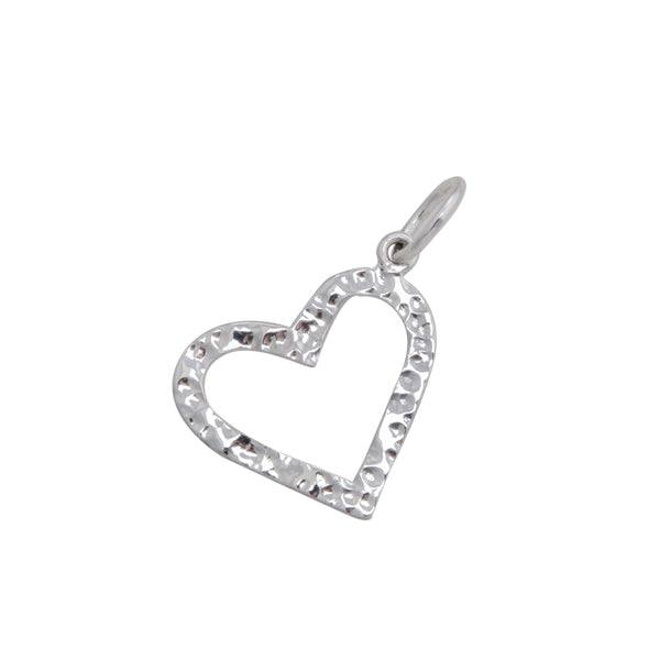 Charles Albert Sterling Silver Hammered Heart Charm Pendant Sterling Silver Pendants