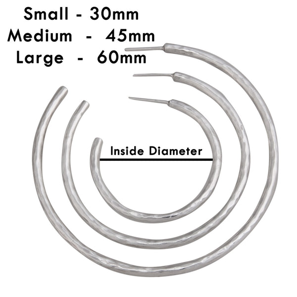 Charles Albert Sterling Silver Hammered Hoop Earrings Sterling Silver Earrings