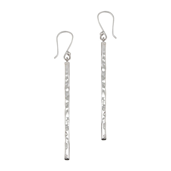 charles albert Sterling Silver Hammered Stick Earrings Sterling Silver Earrings