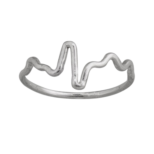 charles albert Sterling Silver Heartbeat Ring Sterling Silver Stackable Rings