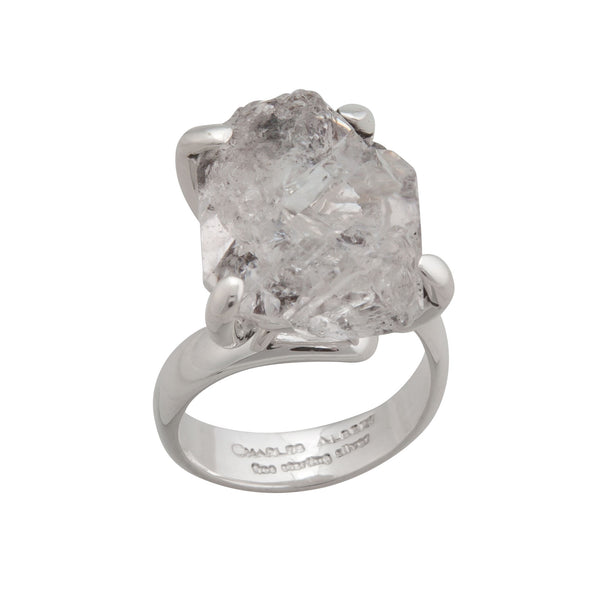 Charles Albert Sterling Silver Herkimer Diamond Prong Set Adjustable Ring Sterling Silver Rings