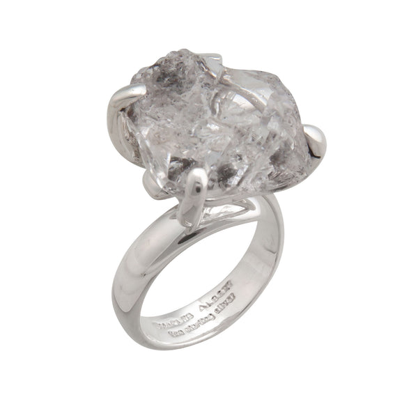 charles albert Sterling Silver Herkimer Diamond Prong Set Adjustable Ring Sterling Silver Rings