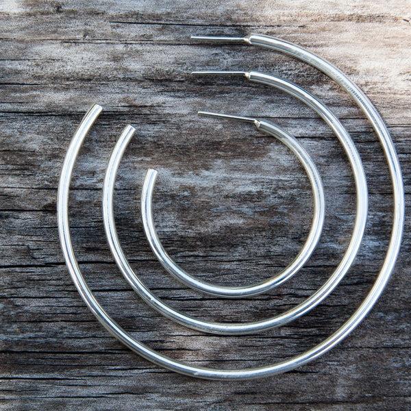 Charles Albert Sterling Silver High Polish Hoop Earrings Sterling Silver Earrings
