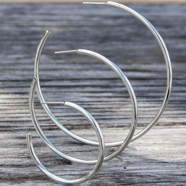 charles albert Sterling Silver High Polish Hoop Earrings Sterling Silver Earrings