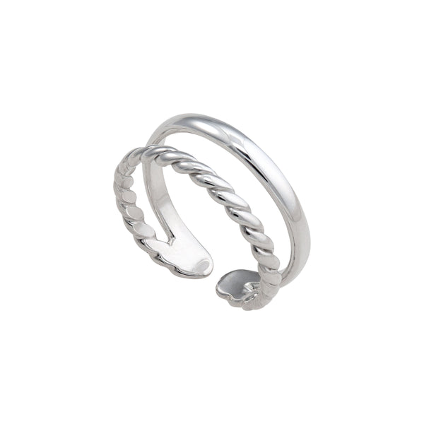 Charles Albert Sterling Silver High Polished And Twisted Adjustable Cuff Ring Sterling Silver Rings