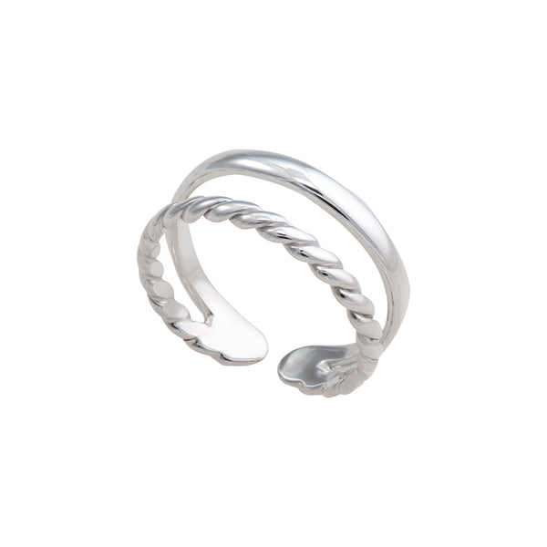 Charles Albert Sterling Silver High Polished And Twisted Adjustable Cuff Ring Sterling Silver Rings