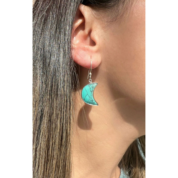 Charles Albert Sterling Silver Howlite Moon Drop Earrings Sterling Silver Earrings