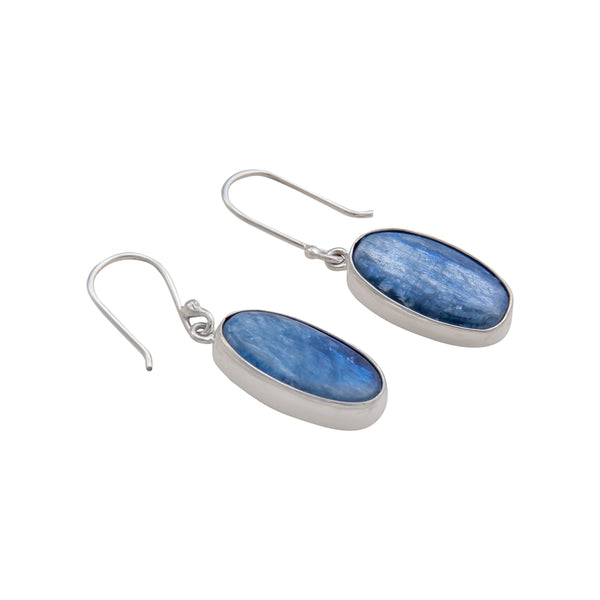 Charles Albert Sterling Silver Kyanite Oval Drop Earrings Sterling Silver Earrings