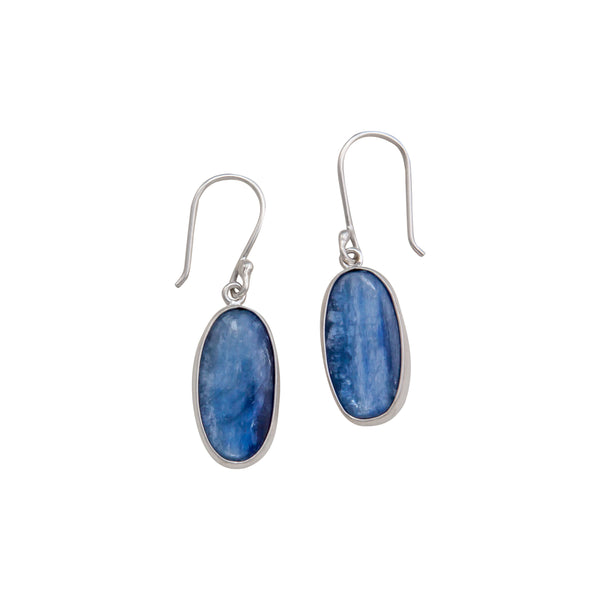 charles albert Sterling Silver Kyanite Oval Drop Earrings Sterling Silver Earrings