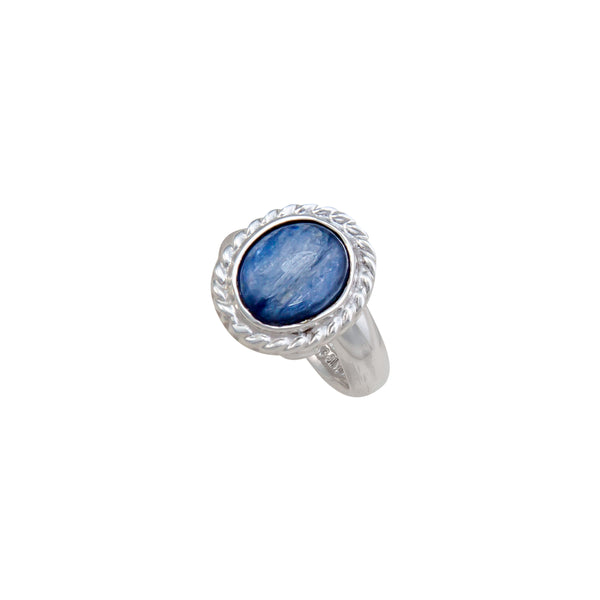 Charles Albert Sterling Silver Kyanite Oval Rope Adjustable Ring Sterling Silver Rings