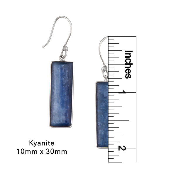 Charles Albert Sterling Silver Kyanite Rectangle Drop Earrings Sterling Silver Earrings