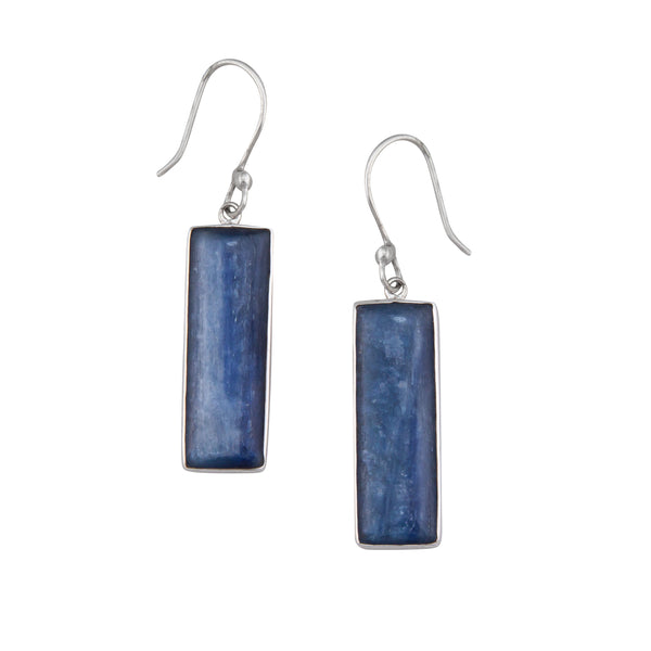 charles albert Sterling Silver Kyanite Rectangle Drop Earrings Sterling Silver Earrings