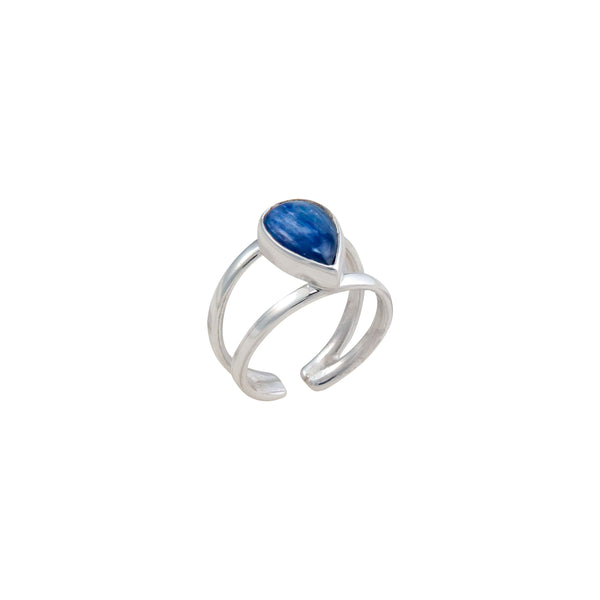 Charles Albert Sterling Silver Kyanite Teardrop Adjustable Cuff Ring Sterling Silver Rings