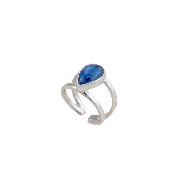 charles albert Sterling Silver Kyanite Teardrop Adjustable Cuff Ring Sterling Silver Rings