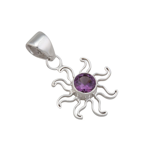 Charles Albert Sterling Silver Lab Created Alexandrite Sun Pendant Sterling Silver Pendants
