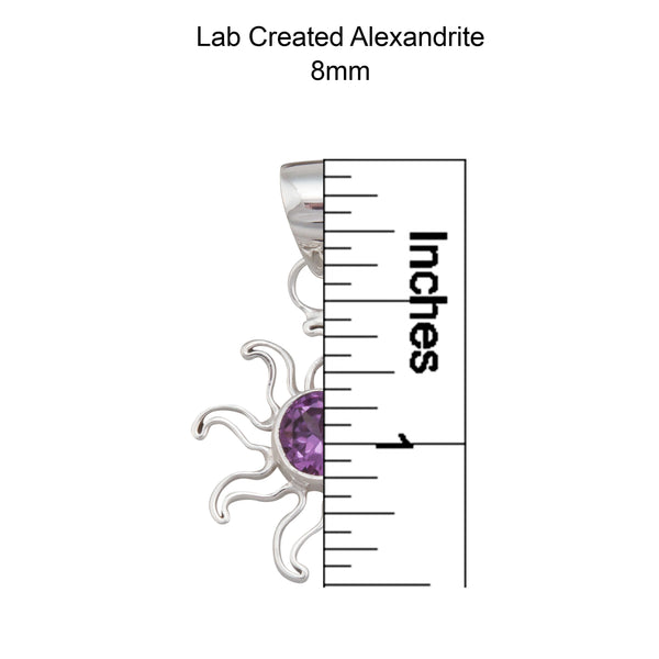 Charles Albert Sterling Silver Lab Created Alexandrite Sun Pendant Sterling Silver Pendants