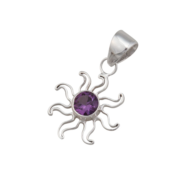 Charles Albert Sterling Silver Lab Created Alexandrite Sun Pendant Sterling Silver Pendants