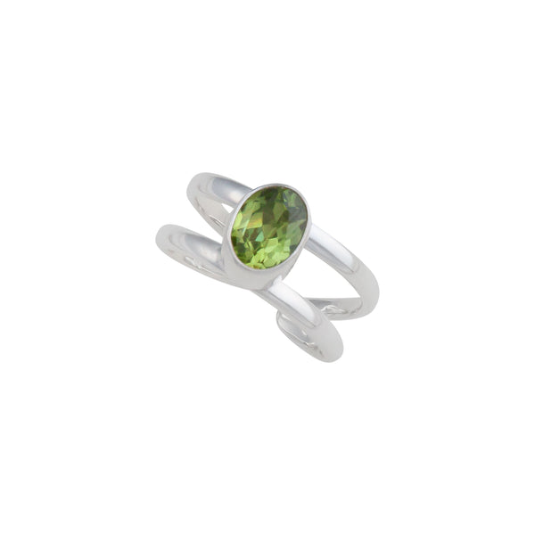 Charles Albert Sterling Silver Lab Created Peridot Adjustable Cuff Ring Sterling Silver Rings