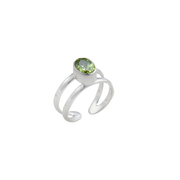 Charles Albert Sterling Silver Lab Created Peridot Adjustable Cuff Ring Sterling Silver Rings