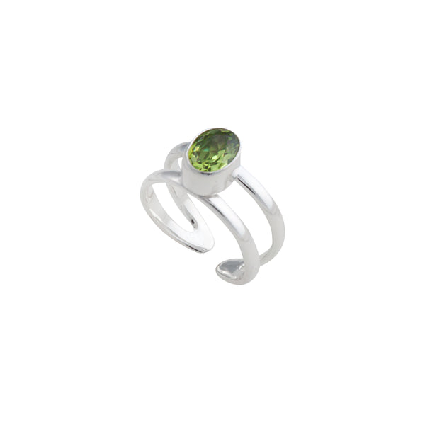 charles albert Sterling Silver Lab Created Peridot Adjustable Cuff Ring Sterling Silver Rings