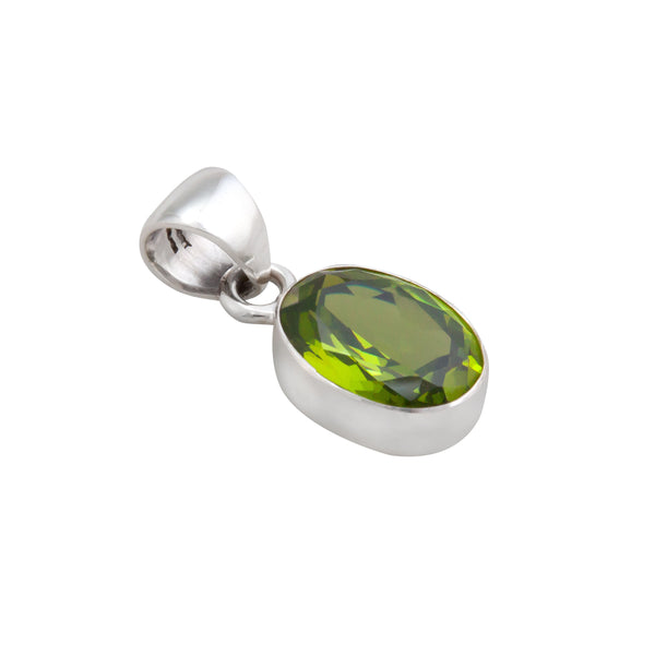 Charles Albert Sterling Silver Lab Created Peridot Oval Pendant Sterling Silver Pendants