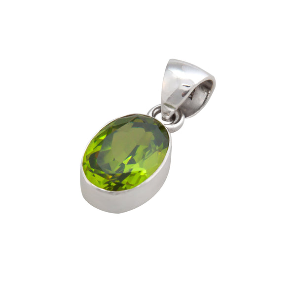 Charles Albert Sterling Silver Lab Created Peridot Oval Pendant Sterling Silver Pendants