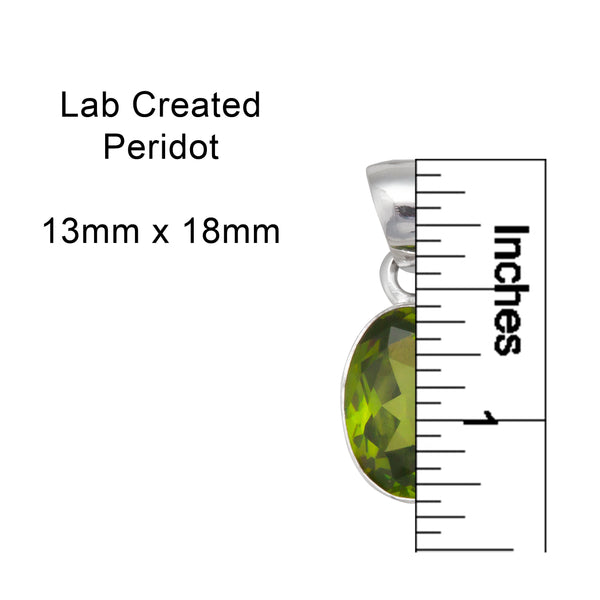 Charles Albert Sterling Silver Lab Created Peridot Oval Pendant Sterling Silver Pendants