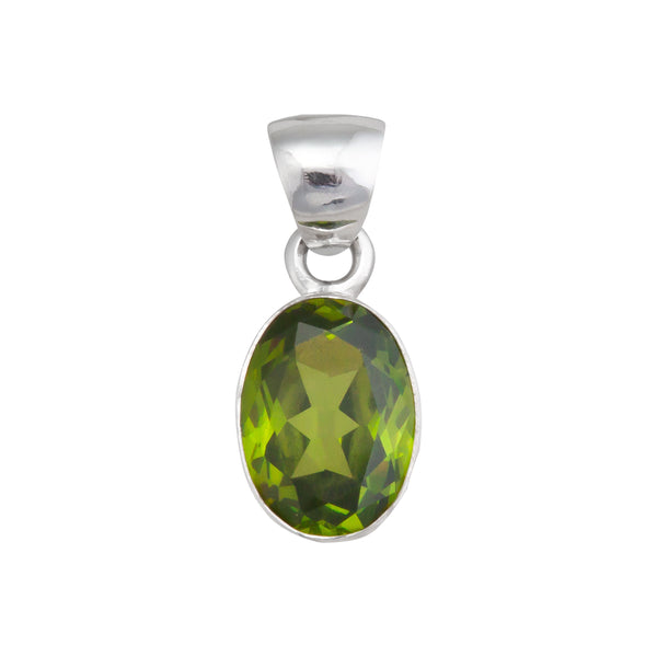 charles albert Sterling Silver Lab Created Peridot Oval Pendant Sterling Silver Pendants