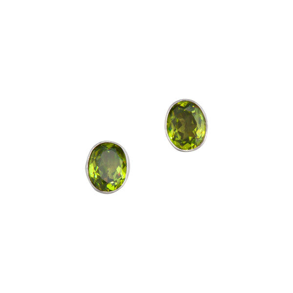 charles albert Sterling Silver Lab Created Peridot Post Earrings Sterling Silver Earrings