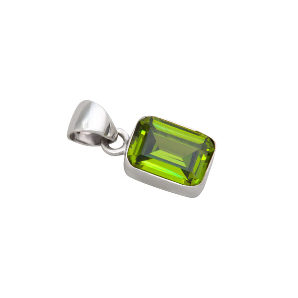Charles Albert Sterling Silver Lab Created Peridot Rectangle Pendant Sterling Silver Pendants