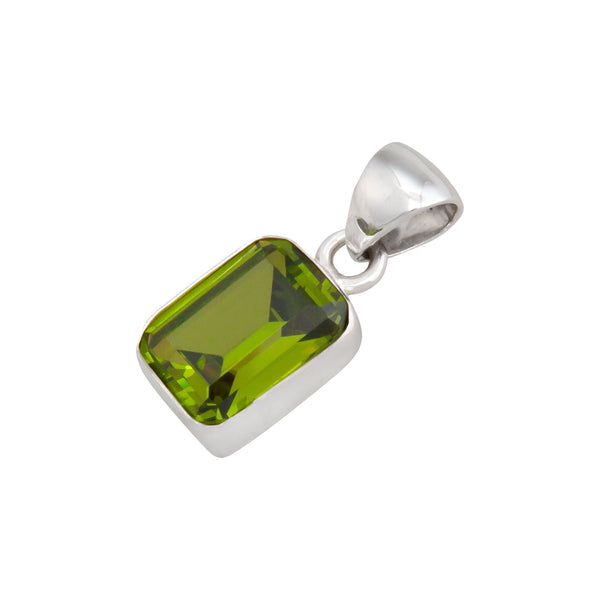 Charles Albert Sterling Silver Lab Created Peridot Rectangle Pendant Sterling Silver Pendants