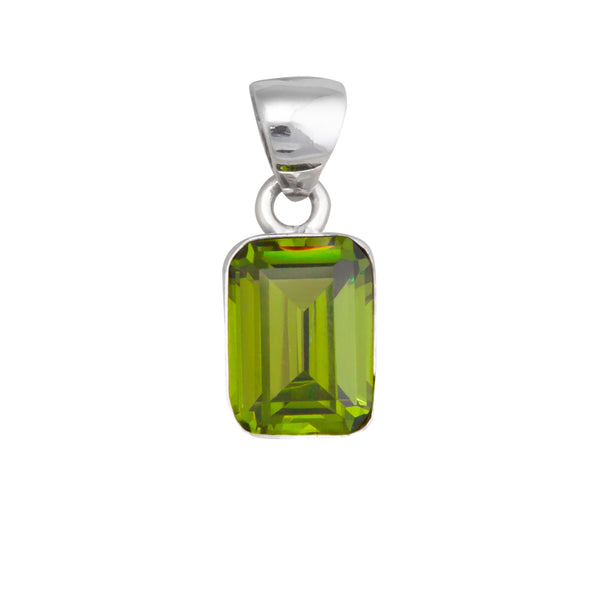 charles albert Sterling Silver Lab Created Peridot Rectangle Pendant Sterling Silver Pendants