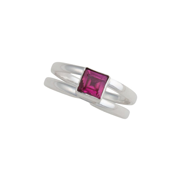 Charles Albert Sterling Silver Lab Created Ruby Adjustable Cuff Ring Sterling Silver Rings