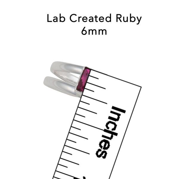 Charles Albert Sterling Silver Lab Created Ruby Adjustable Cuff Ring Sterling Silver Rings