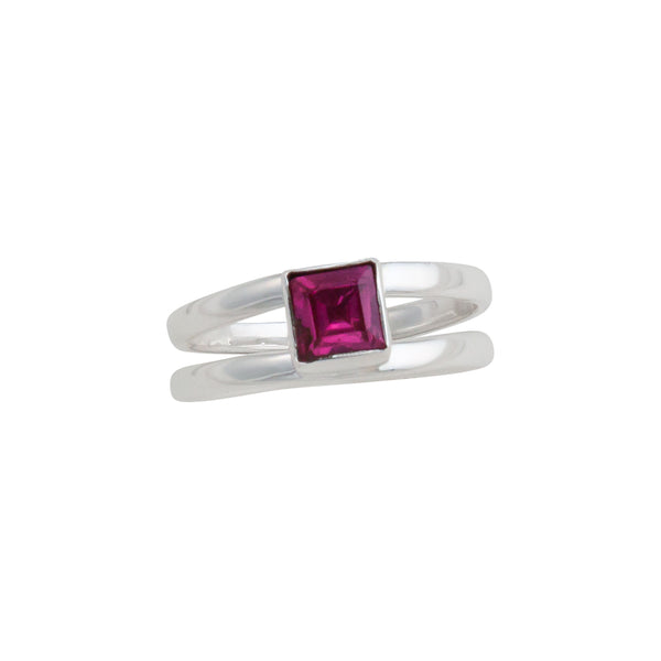 Charles Albert Sterling Silver Lab Created Ruby Adjustable Cuff Ring Sterling Silver Rings