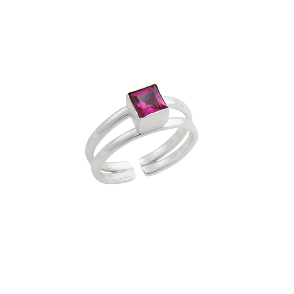 charles albert Sterling Silver Lab Created Ruby Adjustable Cuff Ring Sterling Silver Rings