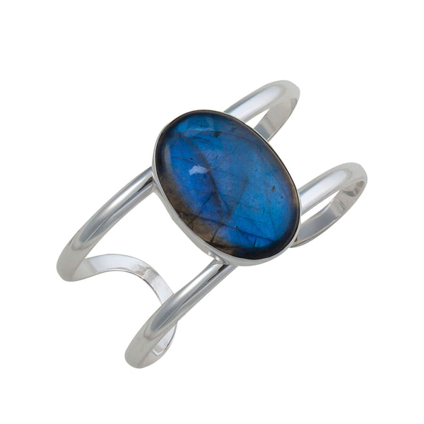 Charles Albert Sterling Silver Labradorite Double Band Cuff Sterling Silver Bracelets + Cuffs