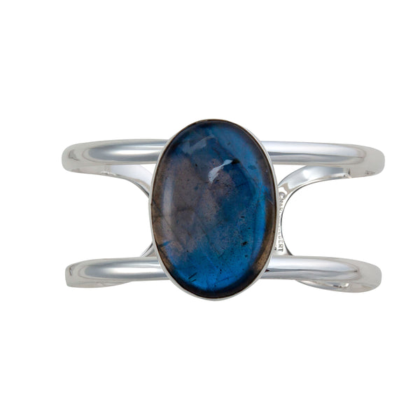 Charles Albert Sterling Silver Labradorite Double Band Cuff Sterling Silver Bracelets + Cuffs