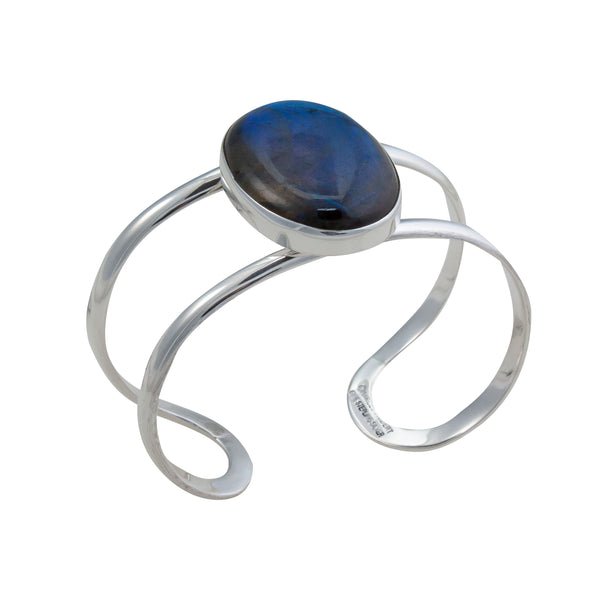 Charles Albert Sterling Silver Labradorite Double Band Cuff Sterling Silver Bracelets + Cuffs