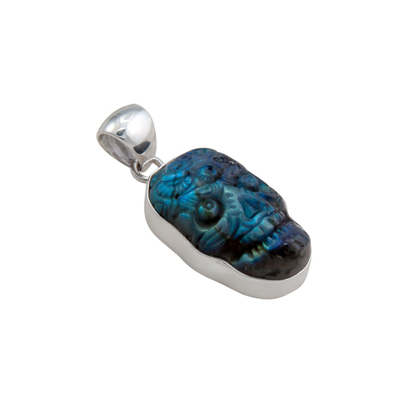 Charles Albert Sterling Silver Labradorite Sugar Skull Pendant Sterling Silver Pendants