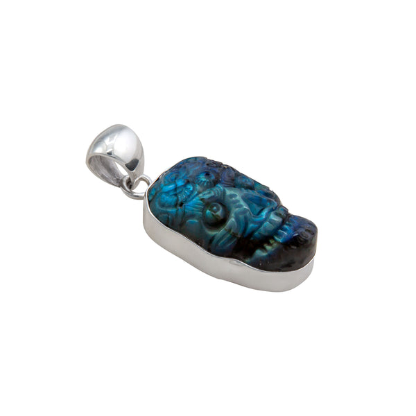 Charles Albert Sterling Silver Labradorite Sugar Skull Pendant Sterling Silver Pendants