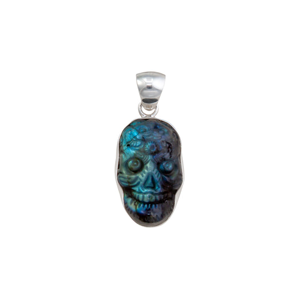 charles albert Sterling Silver Labradorite Sugar Skull Pendant Sterling Silver Pendants