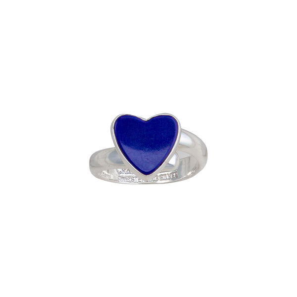 charles albert Sterling Silver Lapis Lazuli Heart Adjustable Ring Sterling Silver Rings