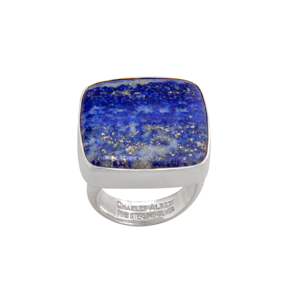 Charles Albert Sterling Silver Lapis Lazuli Square Adjustable Ring Sterling Silver Rings