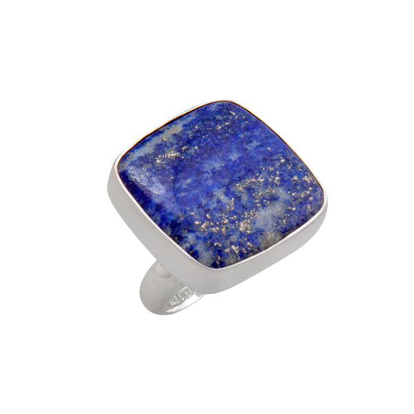 charles albert Sterling Silver Lapis Lazuli Square Adjustable Ring Sterling Silver Rings